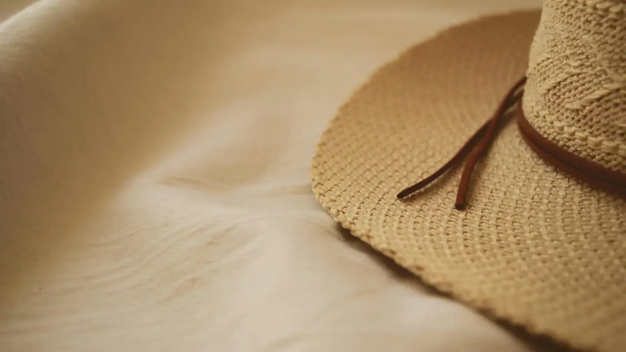 כובע קש על רקע בז׳